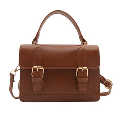 Vintage Buckled Pu Leather Crossbody Bag