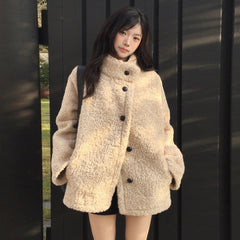 French Retro Fur Collar Warm Coat