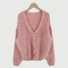 Solid Color Fuzzy Oversized Cardigan