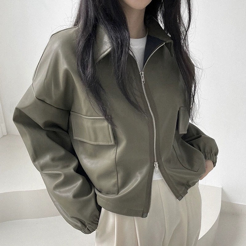 Vintage Big Pocket Oversized Zip Up Jacket