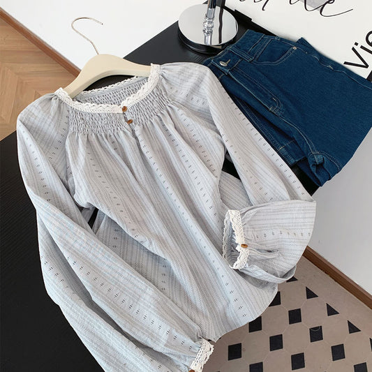 Floral Lantern Sleeve Blouse - fairypeony