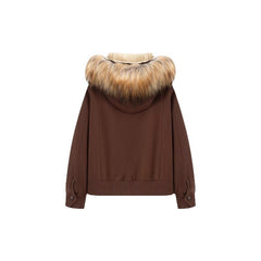 Womens Fur Collar Hooded Workwear Jacket