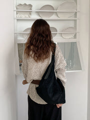 Large Capacity Suede Tote Bag – Lightweight Minimalist Shoulder Bag in Brown & Black