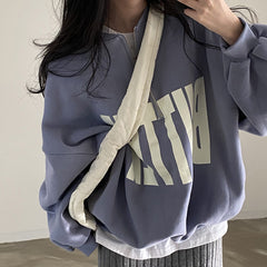 Contrast Color Letter Print Oversized Sweatshirt