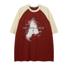 Vintage Print Raglan Short Sleeve Tee