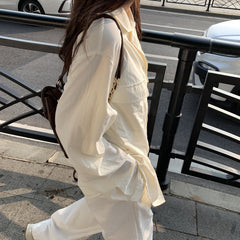Vintage Solid Color Long Sleeve Blouse