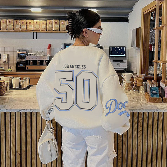 Letter Print Pullover Oversized Sweatshirt - fairypeony