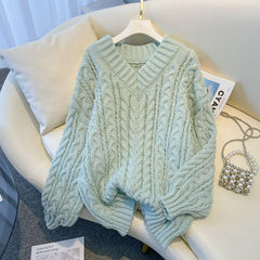 Womens V-Neck Knit Sweater - fairypeony