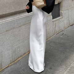 Solid Satin High Rise Mermaid Maxi Skirt - fairypeony