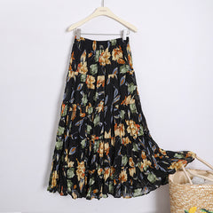 Casual Floral Umbrella Maxi Skirt - fairypeony