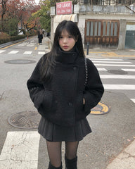 Short Woolen Coat Double Breasted Cotton Lining Jacket
