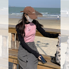 Logo Emroidered Raglan Long Sleeve Tee - fairypeony