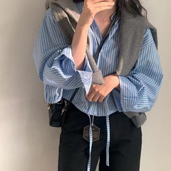 Vintage Striped Oversized Blouse