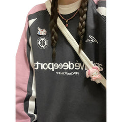 Contrast Color Raglan Sweatshirt - fairypeony