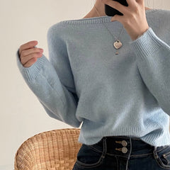 Solid Color Cropped Sweater