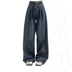 Stitch Details Patchwork High Waist Jeans