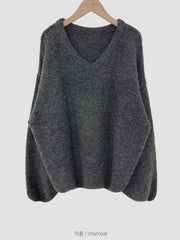 Solid Color V-Neck Loose Sweater