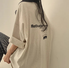 Letter Print Oversized Short Sleeve Tee