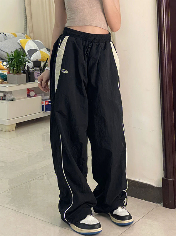 Contrast Piping Baggy Sweatpants - fairypeony