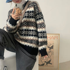 Cozy Jacquard Knit Sweater - fairypeony