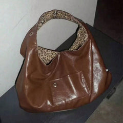 Leopard Print Reversible Tote Bag Large Capacity PU Handbag