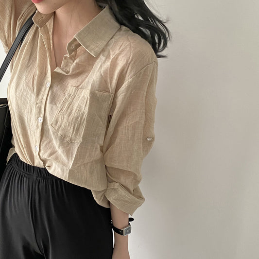Solid Color Thin Sun Protective Blouse
