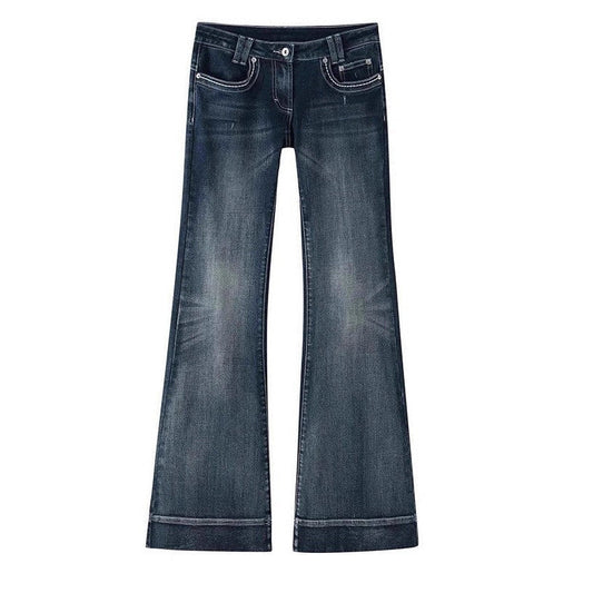 2000s Low-Rise Flared Bootcut Jeans – Vintage Dark Blue Wash