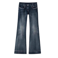 2000s Low-Rise Flared Bootcut Jeans – Vintage Dark Blue Wash