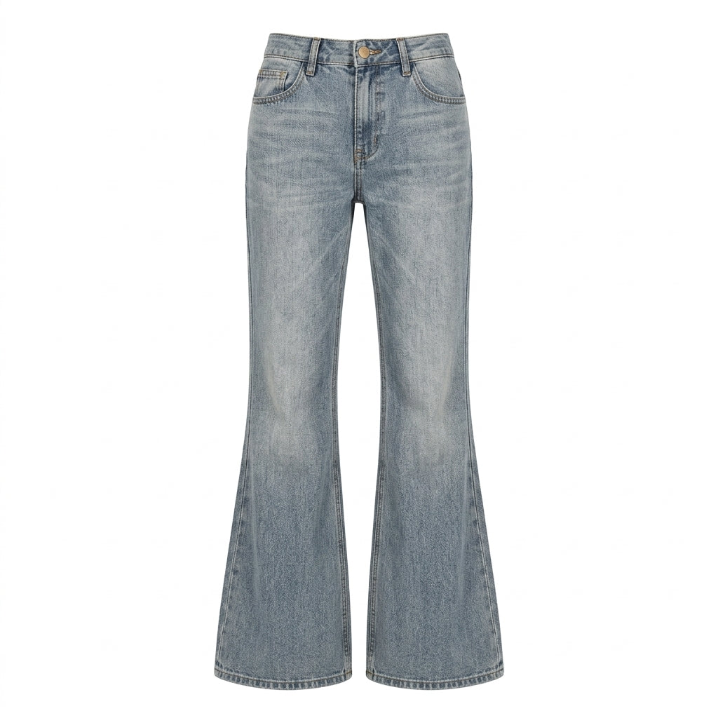 2000s Vintage Blue Flared Denim Jeans – Mid-Waist Stretch Flare S–2XL