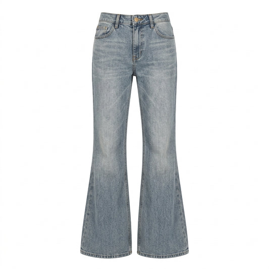 2000s Vintage Blue Flared Denim Jeans – Mid-Waist Stretch Flare S–2XL