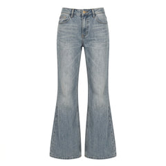 2000s Vintage Blue Flared Denim Jeans – Mid-Waist Stretch Flare S–2XL