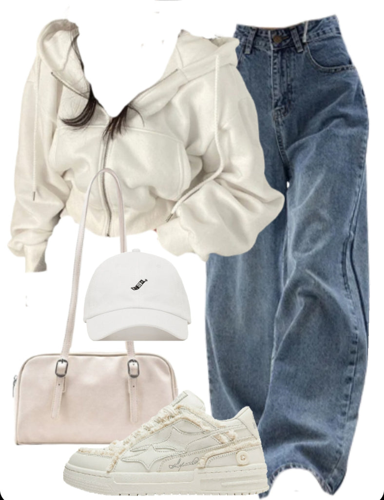OOTD: Zip Up Hoodie + Boyfriend Jeans + Leather Shoulder Bag + Patchwork Sneakers