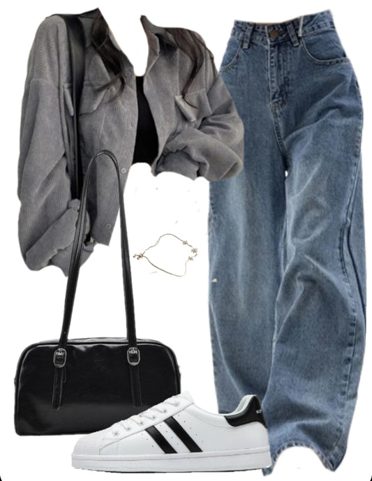 OOTD: Long Sleeve Blouse + Boyfriend Jeans + Leather Shoulder Bag + casual shell shoes