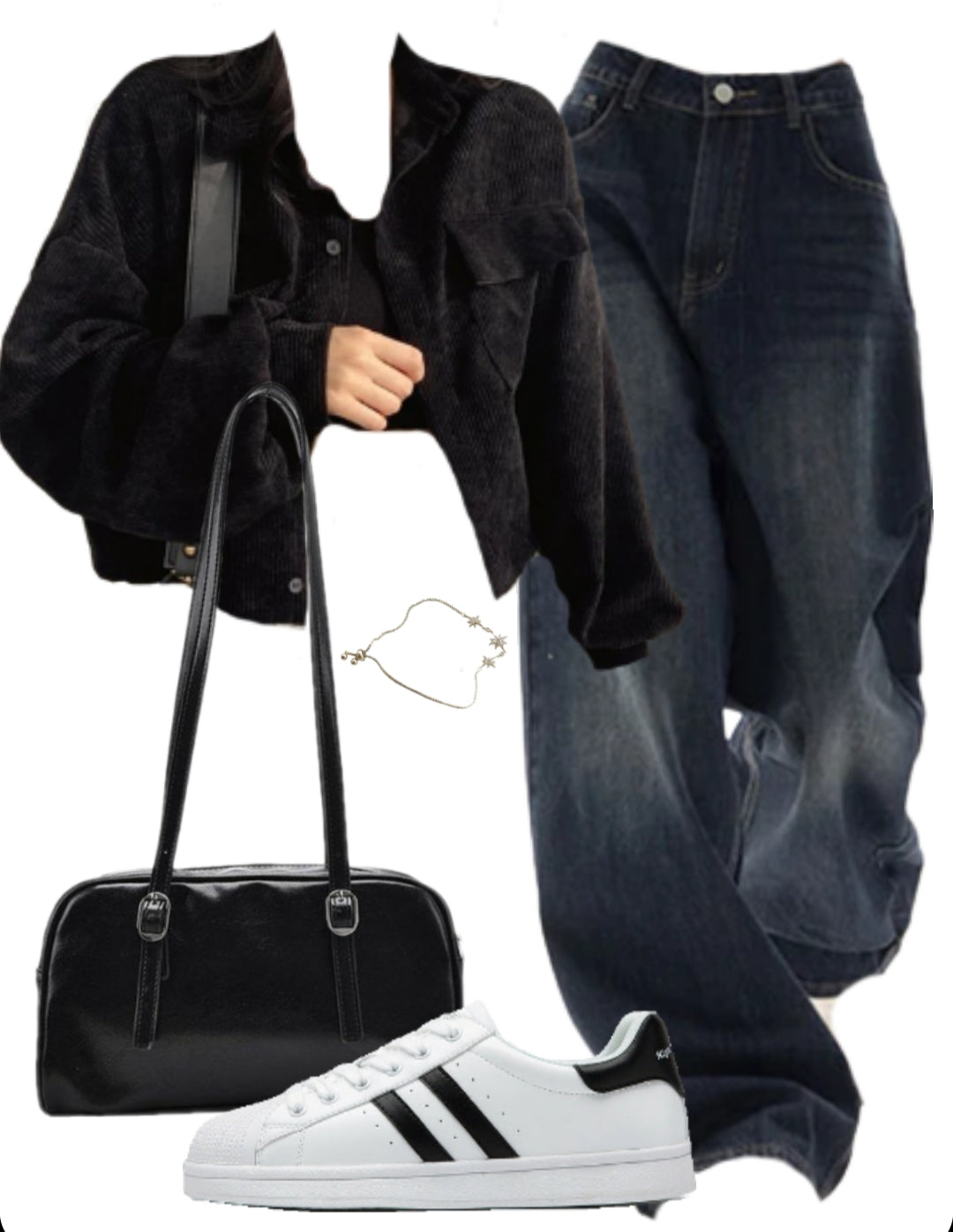 OOTD: Long Sleeve Blouse + Boyfriend Jeans + Leather Shoulder Bag + casual shell shoes