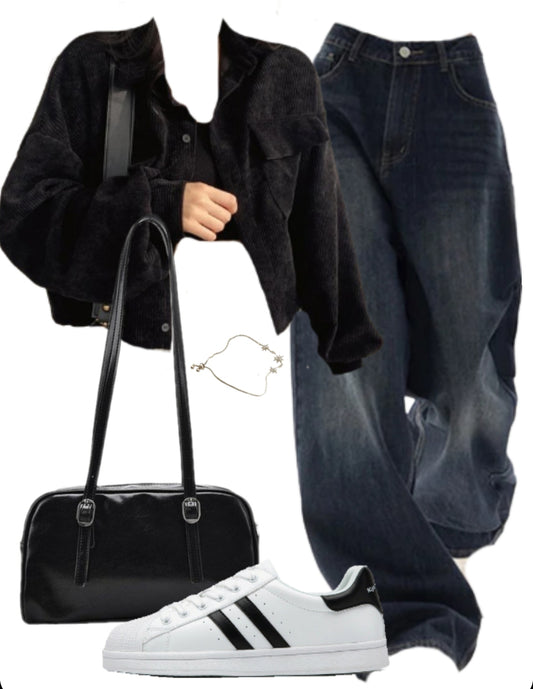 OOTD: Long Sleeve Blouse + Boyfriend Jeans + Leather Shoulder Bag + casual shell shoes