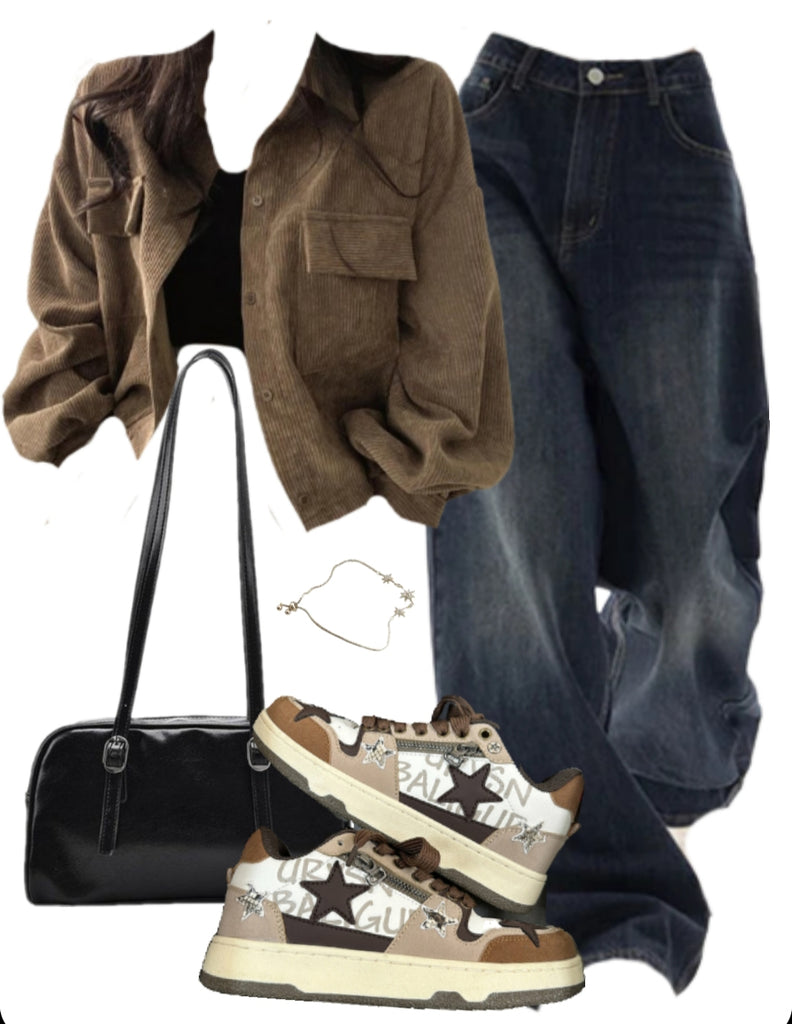 OOTD: Long Sleeve Blouse + Boyfriend Jeans + Leather Shoulder Bag + Vintage Zipper Sneakers