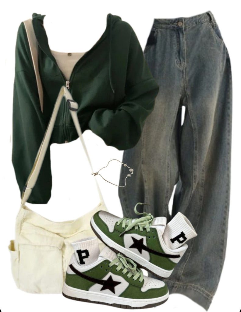 OOTD: Zip Up Hoodie + Boyfriend Jeans + Large Canvas Satchel Bag + Cosmic Kicks Sneakers