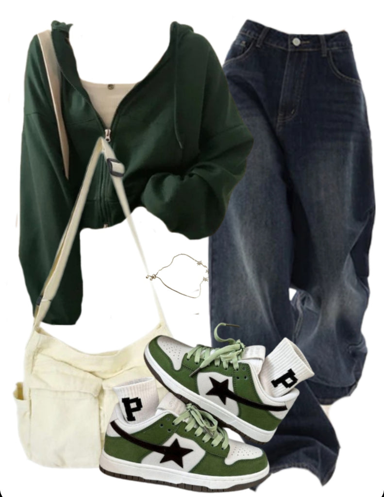 OOTD: Zip Up Hoodie + Boyfriend Jeans + Large Canvas Satchel Bag + Cosmic Kicks Sneakers