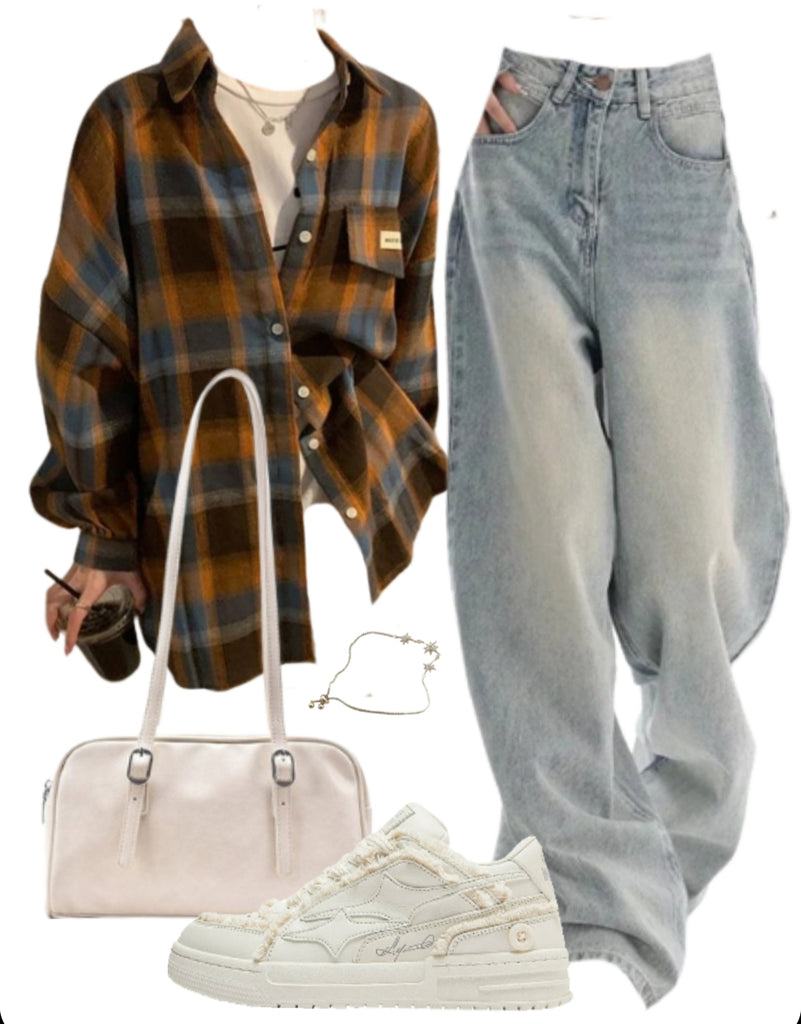 OOTD: Long Sleeve Blouse + Boyfriend Jeans + Leather Shoulder Bag + Patchwork Sneakers