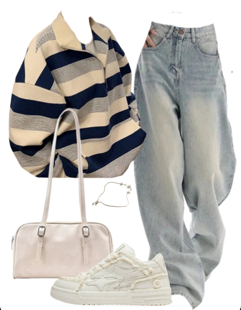 OOTD: Oversized Sweatshirt + Boyfriend Jeans + Shoulder Bag + atchwork Sneakers