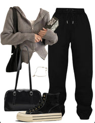OOTD: Zip Up Cardigan +  Jogger Pants + Shoulder Bag + Sneakers