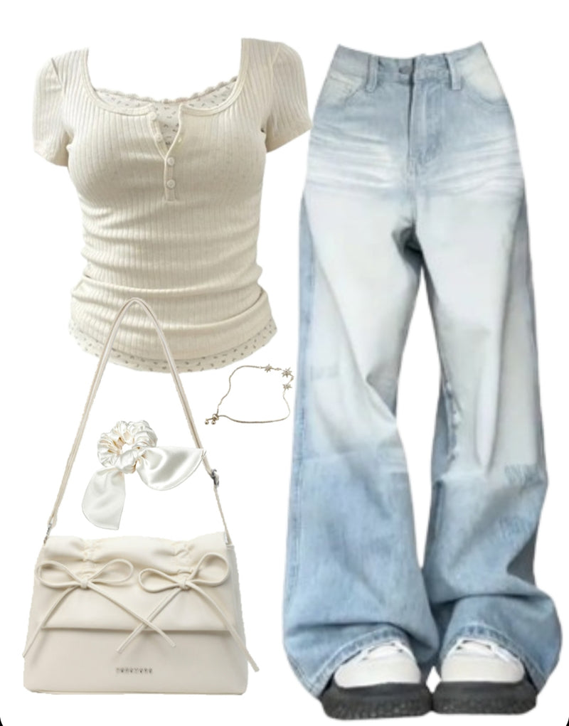 OOTD: Short Sleeve Tee + Boyfriend Jeans + Leather Shoulder Bag