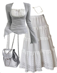 OOTD: Long Sleeve Tee + Patchwork Maxi Skirt + Pu Leather Backpack