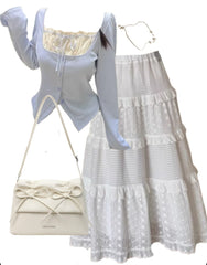 OOTD: Long Sleeve Tee + Maxi Skirt + Leather Shoulder Bag