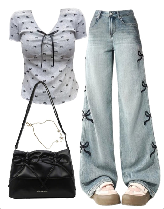 OOTD: Short Sleeve Tee + Boyfriend Jeans + Leather Shoulder Bag