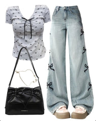 OOTD: Short Sleeve Tee + Boyfriend Jeans + Leather Shoulder Bag