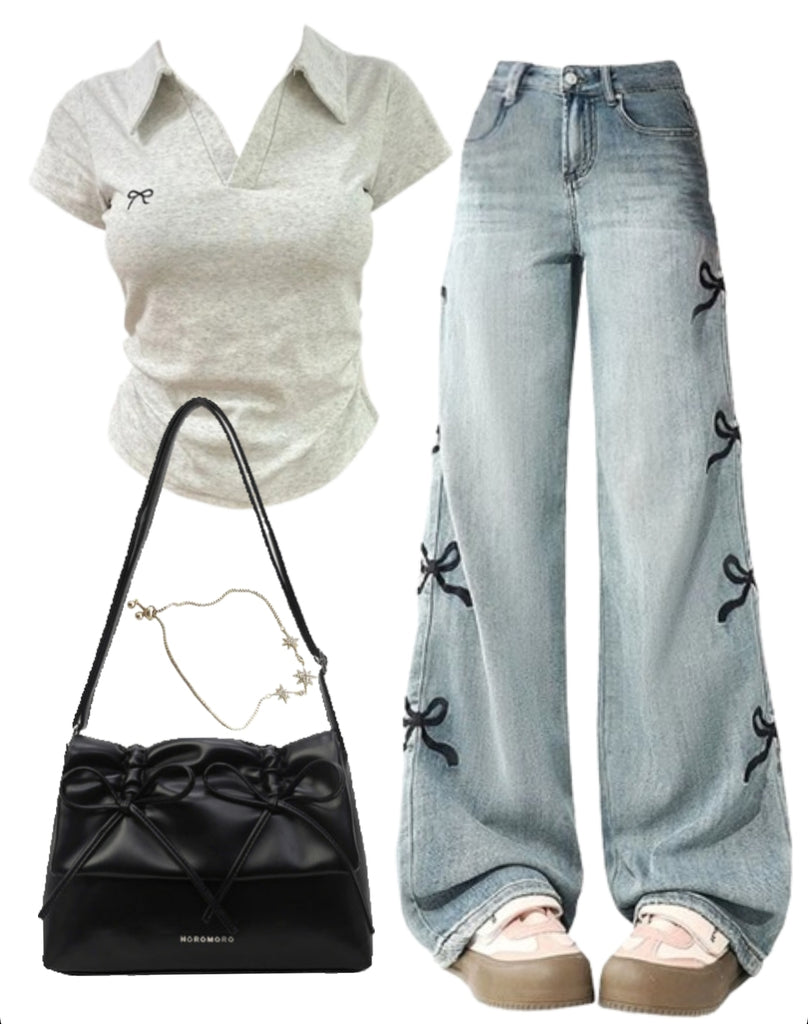 OOTD: Short Sleeve Tee + Boyfriend Jeans + Leather Shoulder Bag