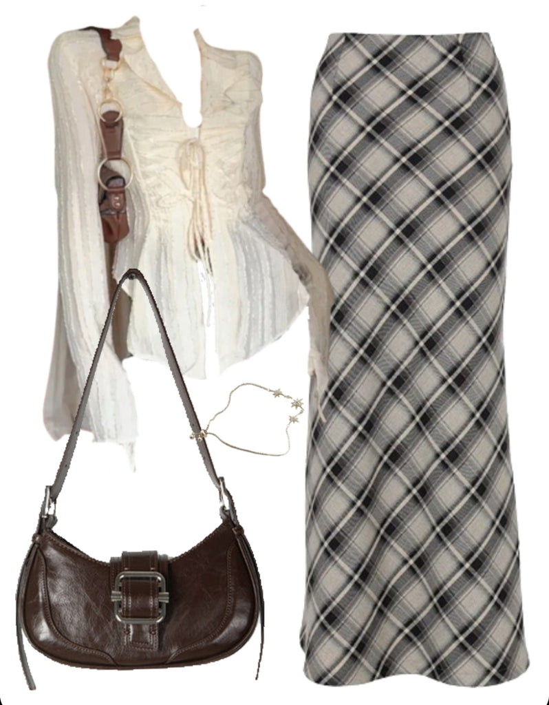 OOTD: Long Sleeves Blouse + Maxi Skirt + Leather Shoulder Bag
