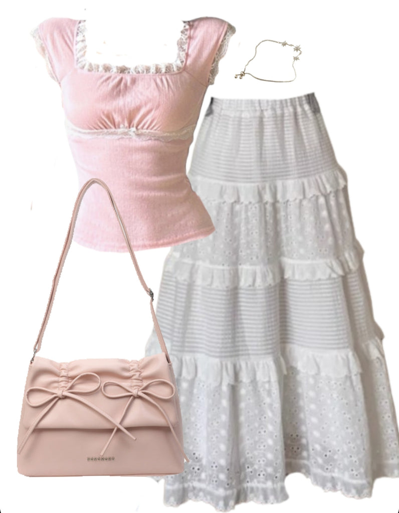 OOTD: Short Sleeve Tee + Maxi Skirt + Leather Shoulder Bag