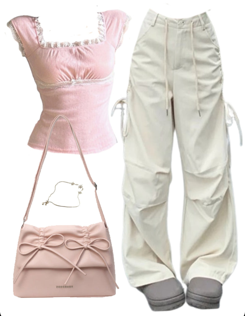 OOTD: Short Sleeve Tee + Pleated Cargo Pants + Leather Shoulder Bag